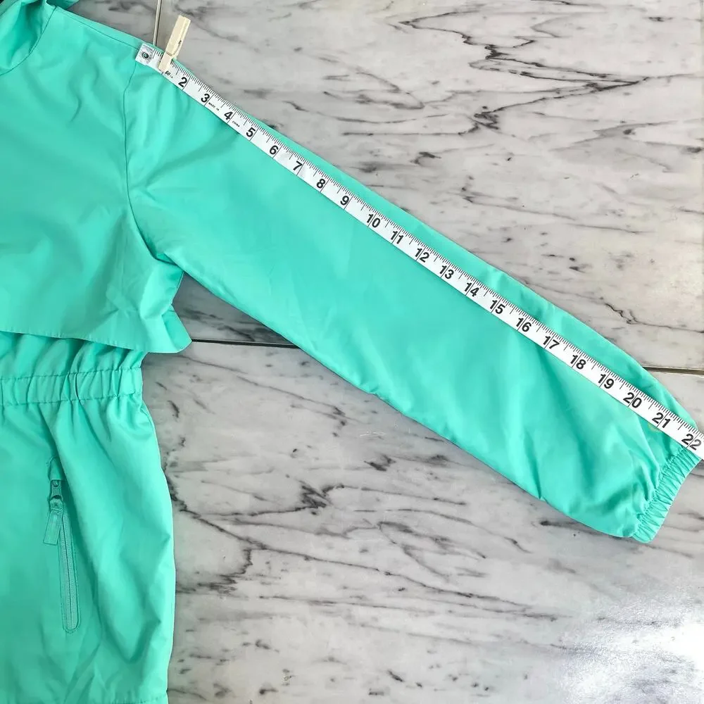 C9 Champion Girls Hooded Windbreaker Jacket Youth Large Teal Lightweight Zip Up